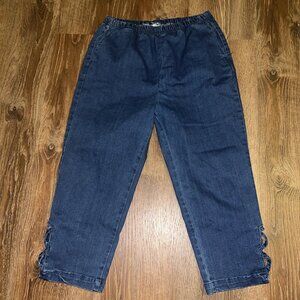 Blair Jeans Stretch Womens M PLUS Blue Denim Capri Pull Up Elastic Waist Pockets